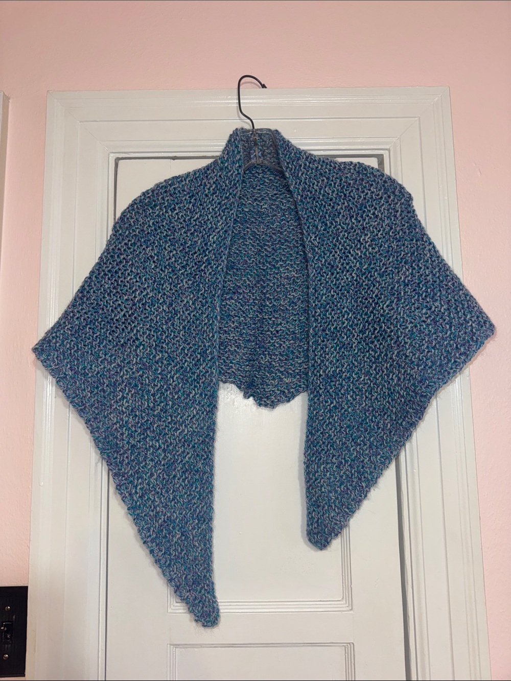 Handmade Cozy Blue Knit Women's Shawl Sweater